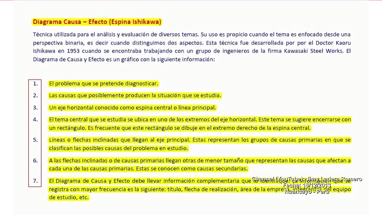 Diagrama de Causa y Efecto (Espina Ishikawa)