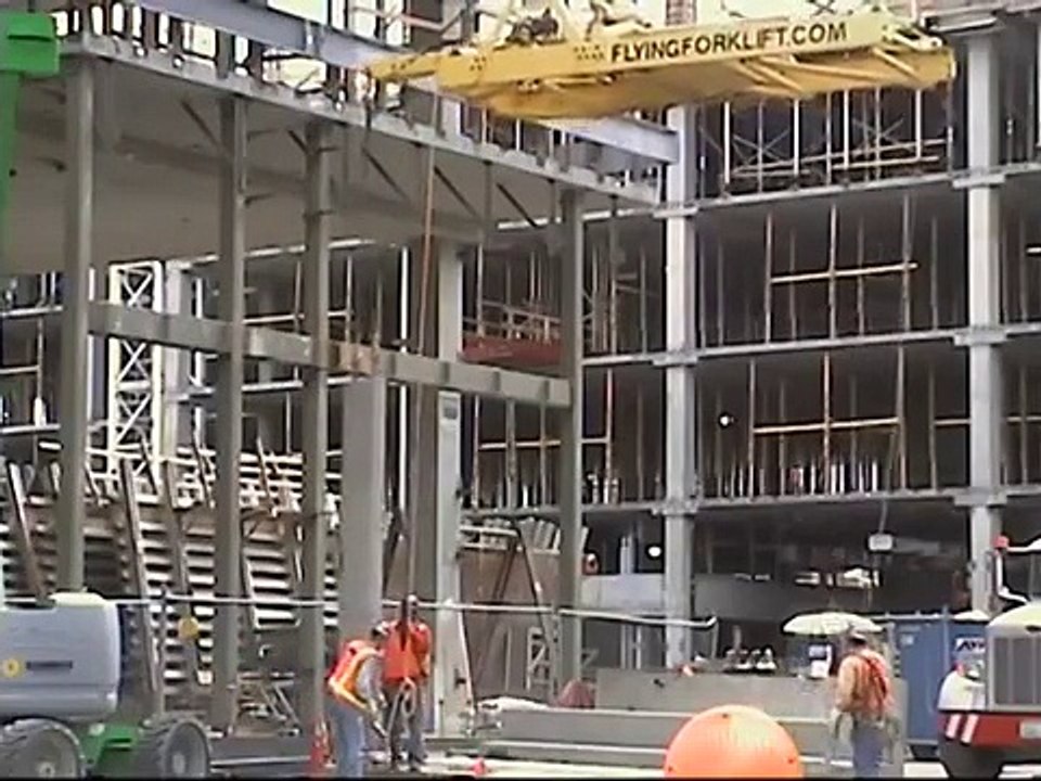 FLYING FORKLIFT AT WORK.