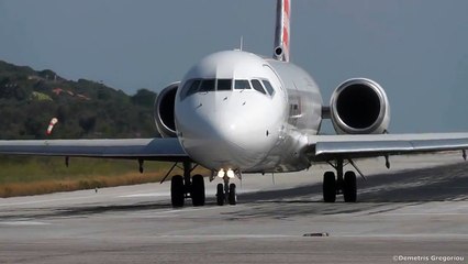 Volotea Boeing 717-2BL Low Landing + Jetblast at Skiathos, the second St Maarten! (+spotter view)