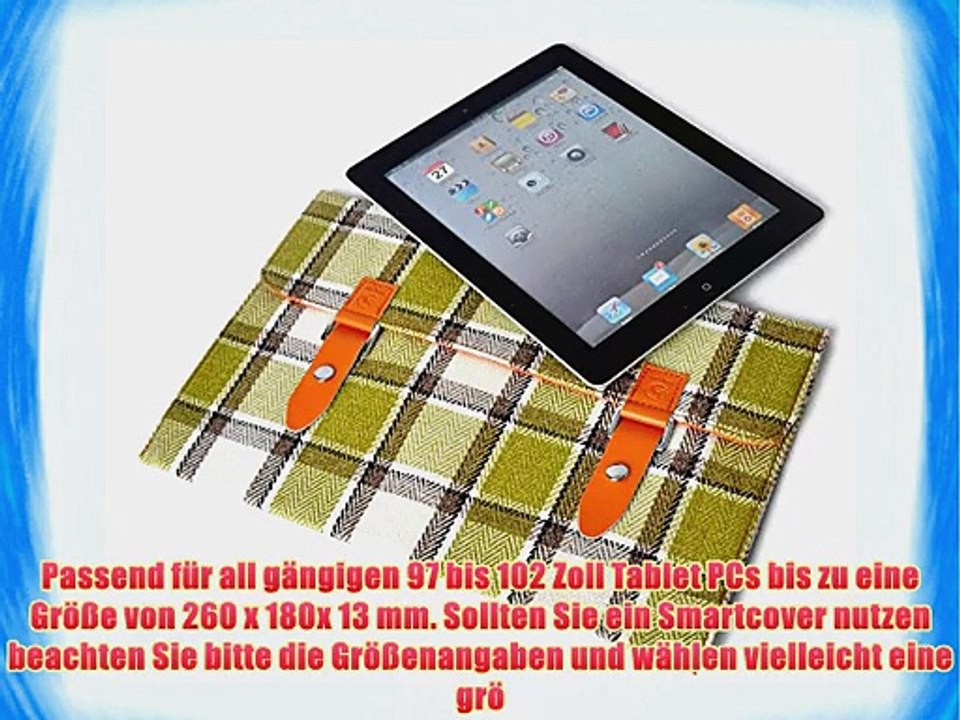 97-102 Zoll Tablet PC Tweedstoff Tasche H?lle Sleeve Schutzh?lle Smart Cover mit Kuhleder-Verschluss