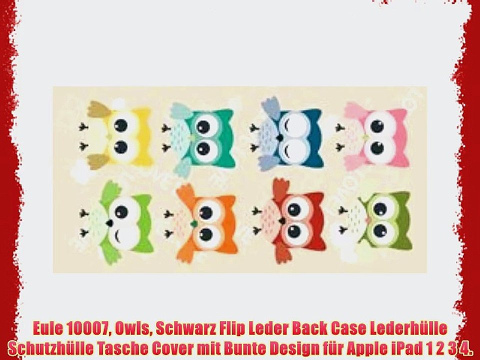 Eule 10007 Owls Schwarz Flip Leder Back Case Lederh?lle Schutzh?lle Tasche Cover mit Bunte
