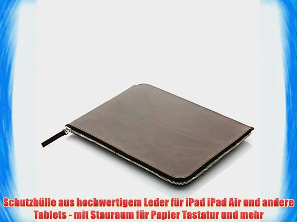 germanmade. Apple iPad / Tablet H?lle mit Rei?verschluss aus Leder earth / dunkelbraun