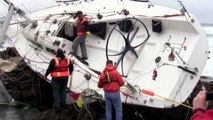Recovery Crew Rigs Pulverized Sailing Vessel For Helicopter Lift - Farallon Island