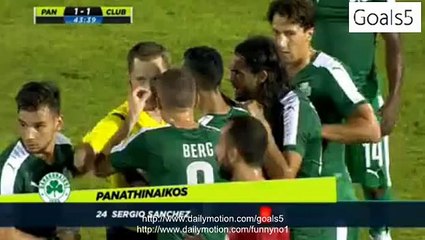 Sergio Sanchez RED Card Panathinaikos Athens 1 - 1 Club Brugge Champions League 28-7-2015