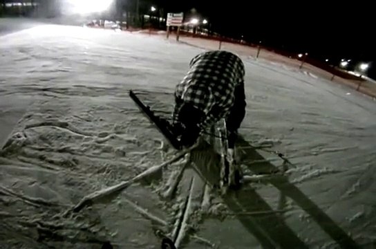 First time Skier goes down a blue run at Holiday Valley Ski Resort ..FAIL