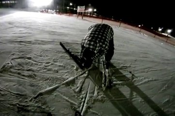 First time Skier goes down a blue run at Holiday Valley Ski Resort ..FAIL