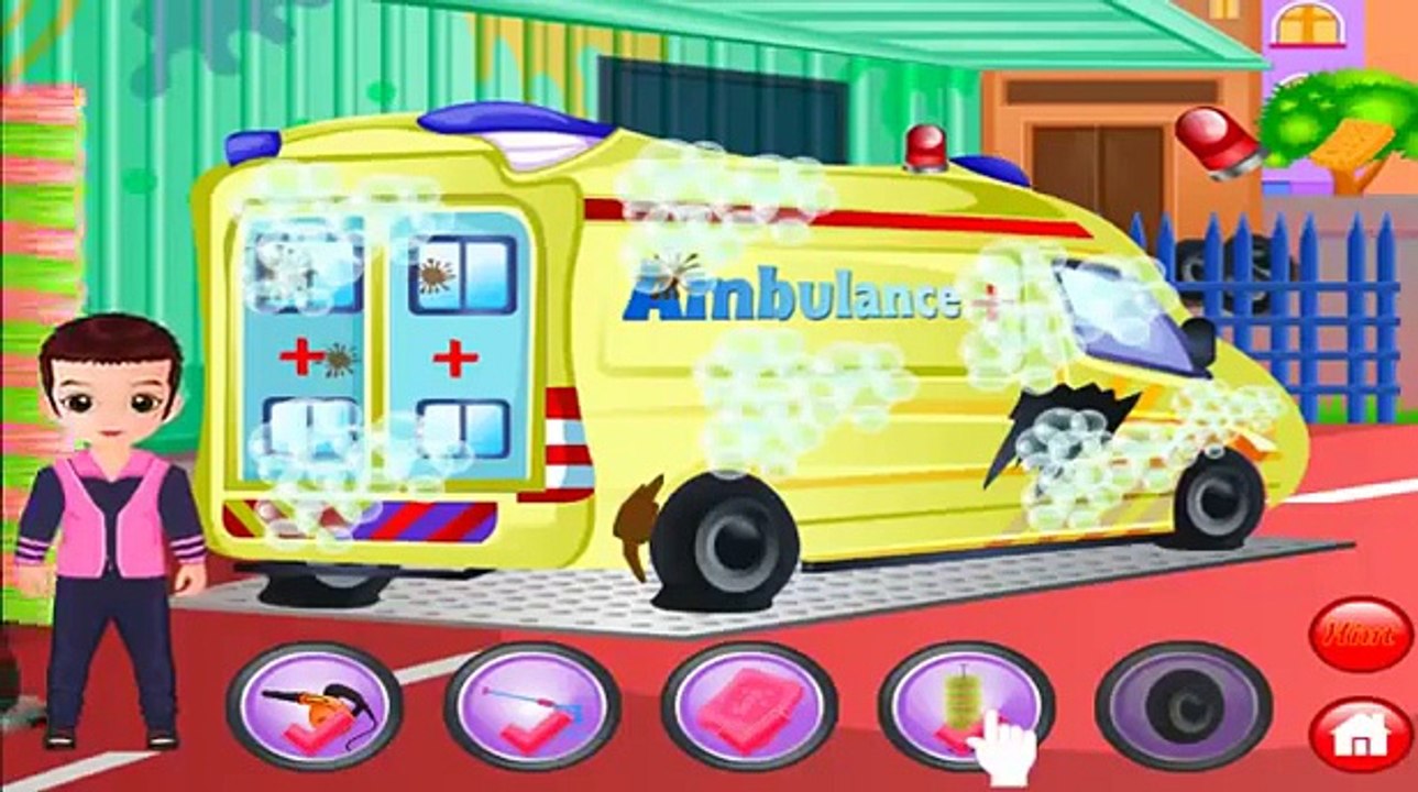 Ambulance at the car wash CAR WASH cartoon CAR WASH for children ...