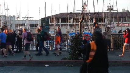 The Scary Bush Man (David Johnson - World Famous Bushman) at Fisherman's Wharf in San Francisco