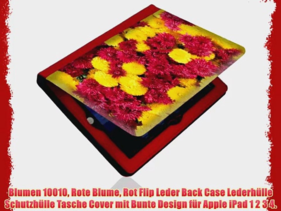 Blumen 10010 Rote Blume Rot Flip Leder Back Case Lederh?lle Schutzh?lle Tasche Cover mit Bunte