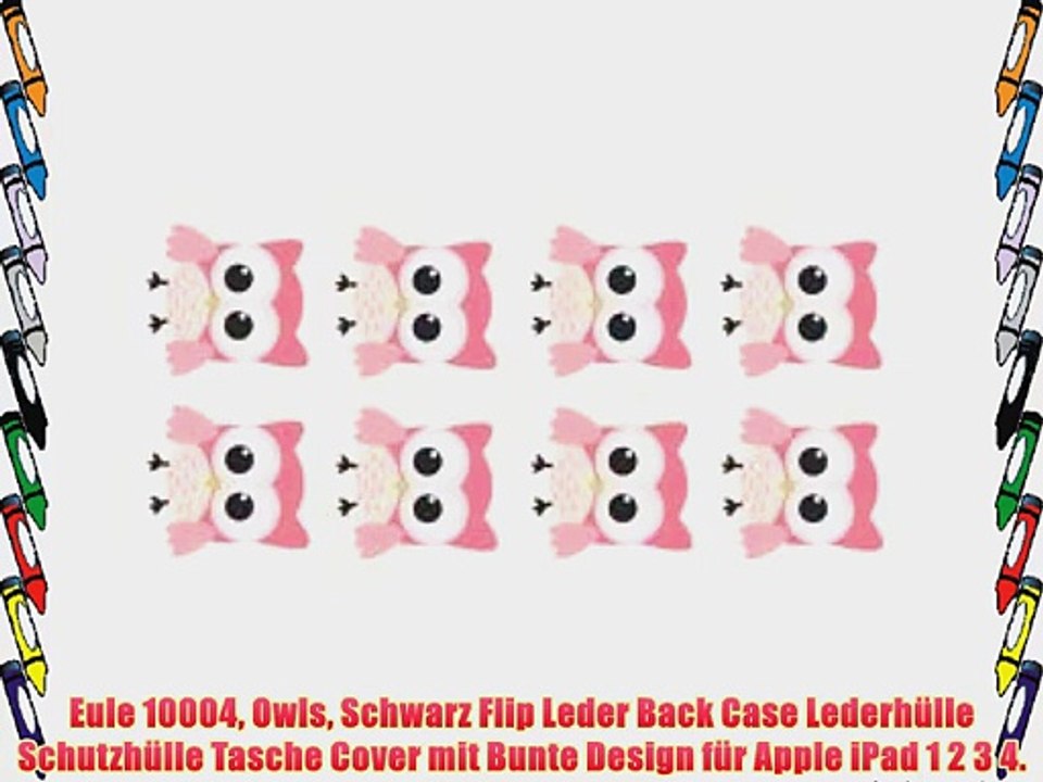 Eule 10004 Owls Schwarz Flip Leder Back Case Lederh?lle Schutzh?lle Tasche Cover mit Bunte