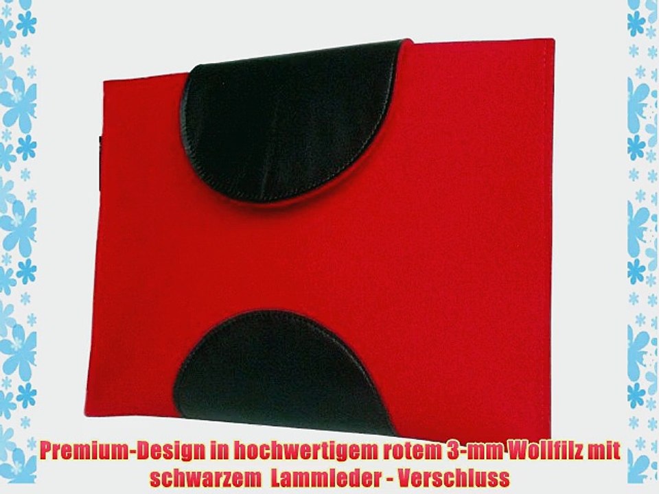 Exclusives I Pad Sleeve rot / Tasche aus Filz und Leder