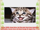 Katzen 10009 Graue Katze Rot Flip Leder Back Case Lederh?lle Schutzh?lle Tasche Cover mit Bunte