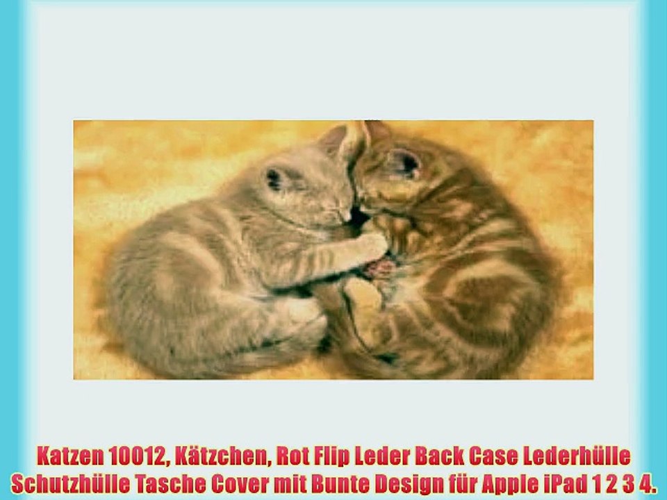 Katzen 10012 K?tzchen Rot Flip Leder Back Case Lederh?lle Schutzh?lle Tasche Cover mit Bunte