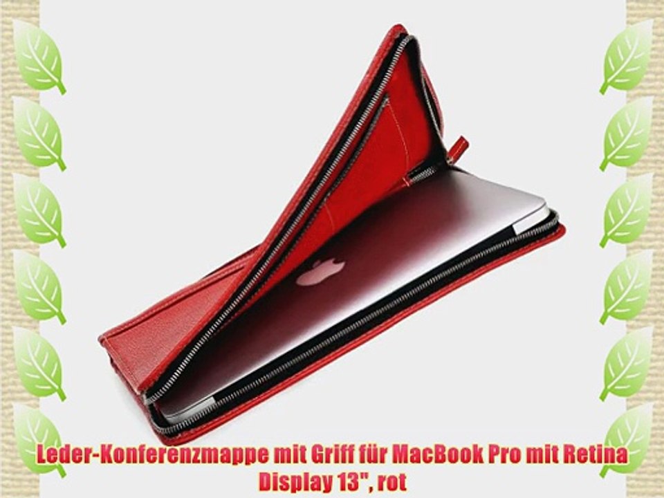 Leder-Konferenzmappe mit Griff f?r MacBook Pro mit Retina Display 13 rot