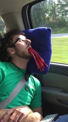 Sleeping guy gets his mouth filled with Twizzlers Candy... Looks like Human Octopus