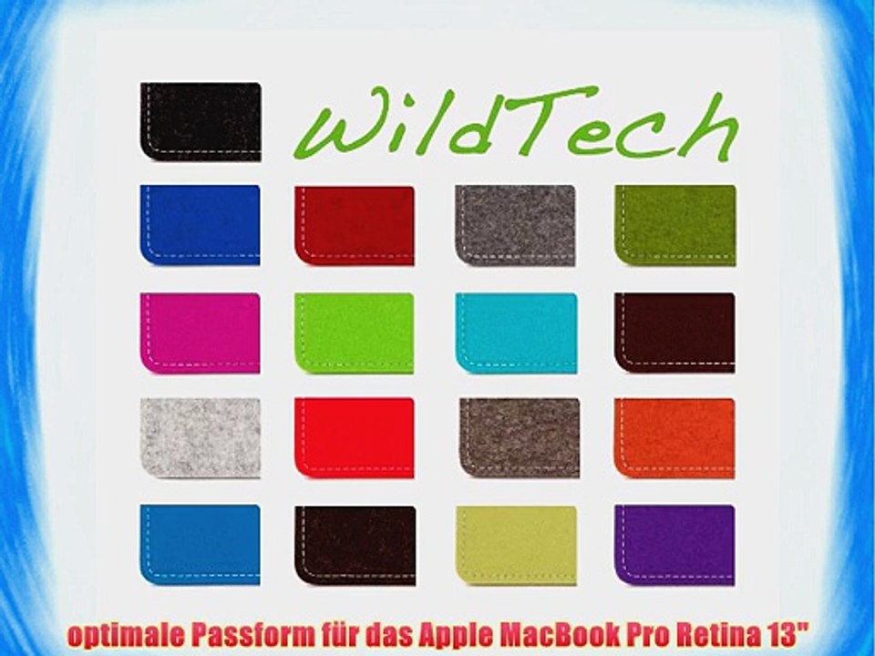 WildTech Sleeve f?r Apple MacBook Pro Retina 13 Filz H?lle Tasche Case Cover - 17 Farben (Handmade