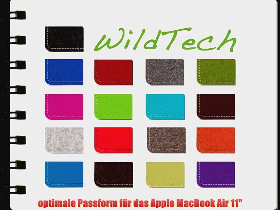 WildTech Sleeve f?r Apple MacBook Air 11 Filz H?lle Tasche Case Cover - 17 Farben (Handmade