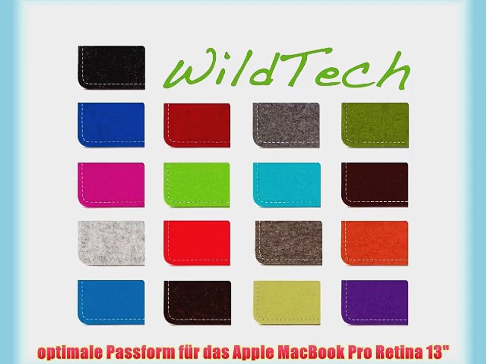 WildTech Sleeve f?r Apple MacBook Pro Retina 13 Filz H?lle Tasche Case Cover - 17 Farben (Handmade