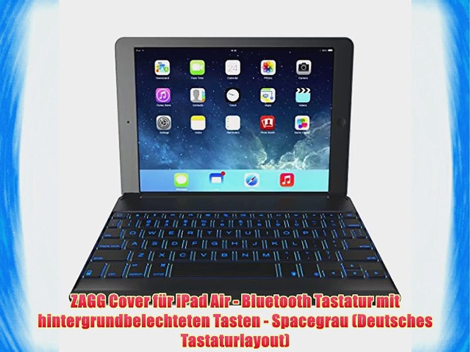 ZAGG Cover f?r iPad Air - Bluetooth Tastatur mit hintergrundbelechteten Tasten - Spacegrau
