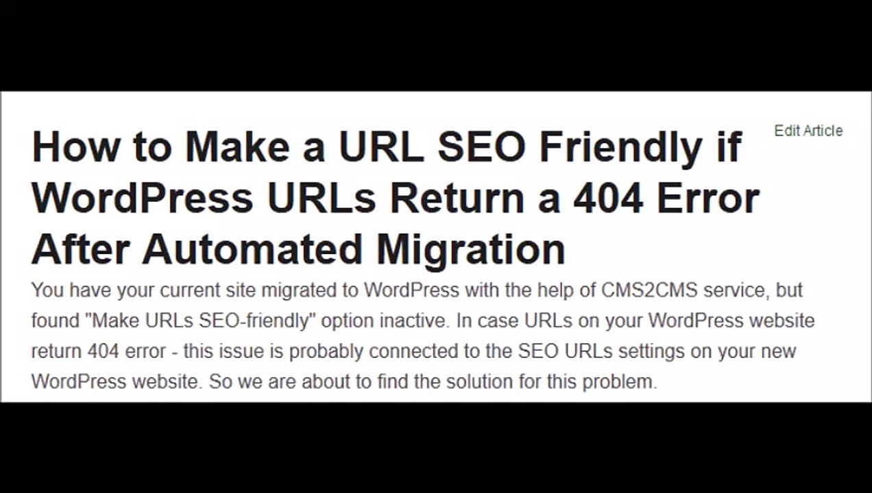 How to Make a URL SEO Friendly if WordPress URLs Return a 404 Error After Automated Migration
