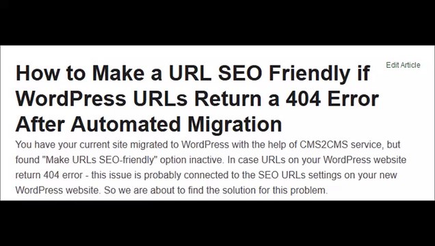 How to Make a URL SEO Friendly if WordPress URLs Return a 404 Error After Automated Migration