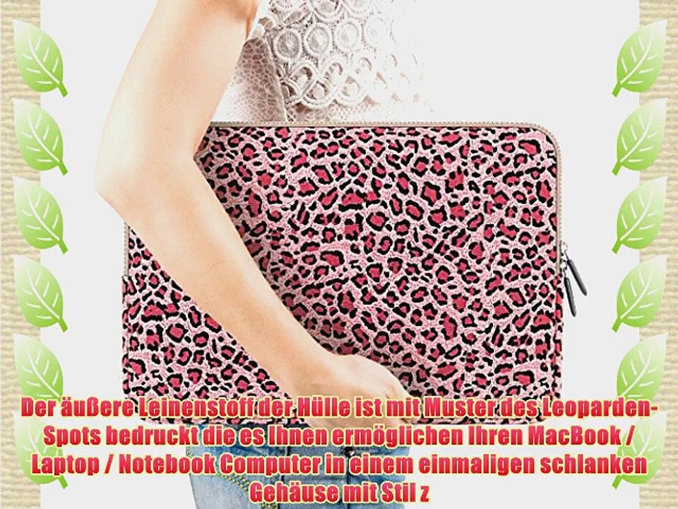 Laptoph?lle PLEMO Leoparden-Spots Canvas-Gewebe H?lle Sleeve Tasche f?r 381-396 cm (15-156