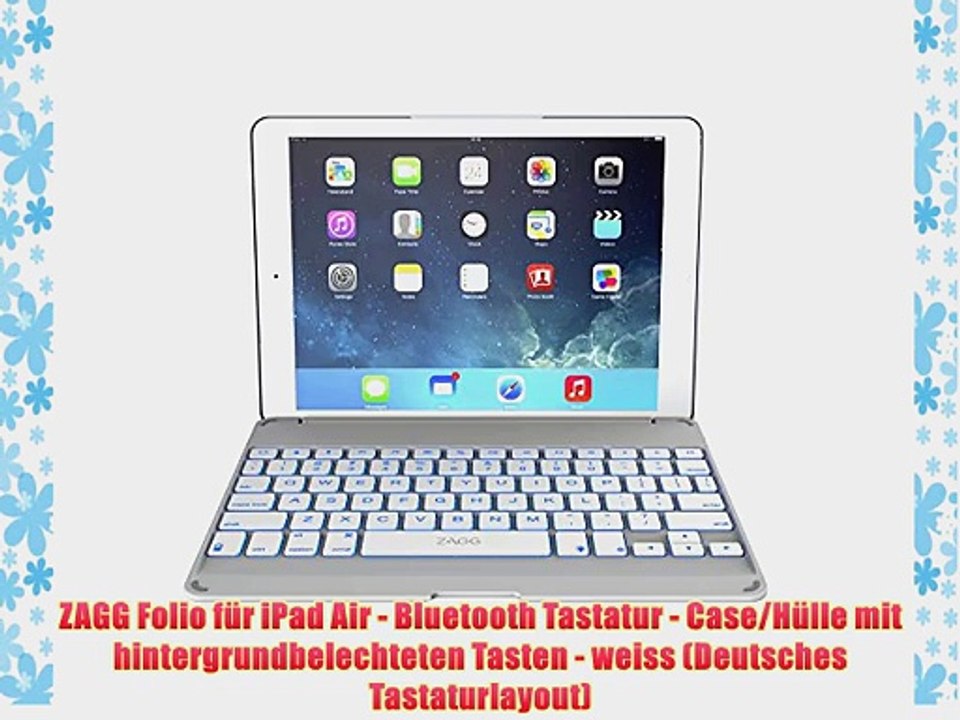 ZAGG Folio f?r iPad Air - Bluetooth Tastatur - Case/H?lle mit hintergrundbelechteten Tasten