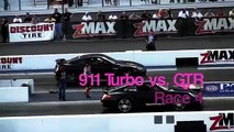 drag racing Nissan GTR vs. Porsche 911 Turbo