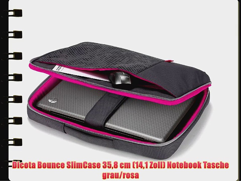 Dicota Bounce SlimCase 358 cm (141 Zoll) Notebook Tasche grau/rosa