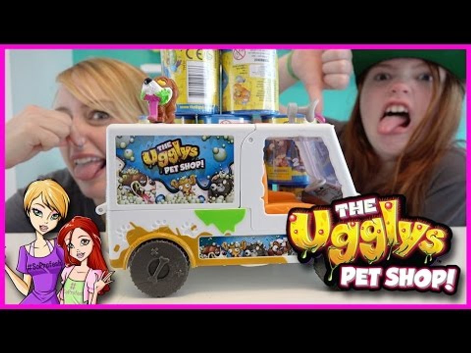 The Ugglys Pet Shop S1 Dirty Dog Wash Van and Surprise Cans Opening