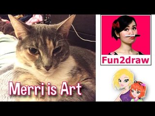 ❤ Fun2Draw Draws our Famous YouTube Cat Merri! ❤