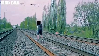 People almost getting hit by a train compilation