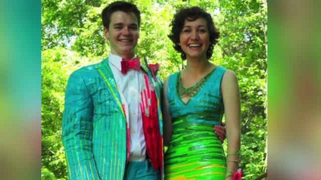 Teens' colorful duct tape prom outfits wins them $20,000