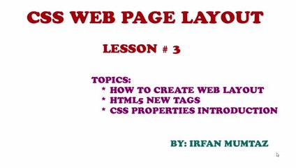 Learn CSS in URDU/HINDI lesson # 3 part1 webpage layout