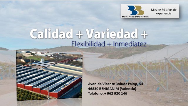 Beniplast - Benitex - Mallas agrícolas - Mallas sombra