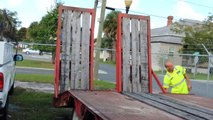 15 a 2003 Wallace 3 Axle Lowboy Heavy Equipment Trailer with Electric/Hydraulic Loading Ramps