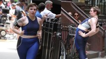 Lena Dunham Films 'Girls' in Workout Gear