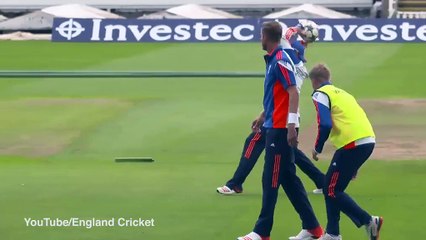 Joe Root pulls Stuart Broad's pants down at Edgbaston training