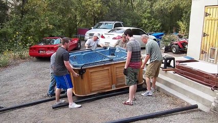 Move a hot tub with conduit