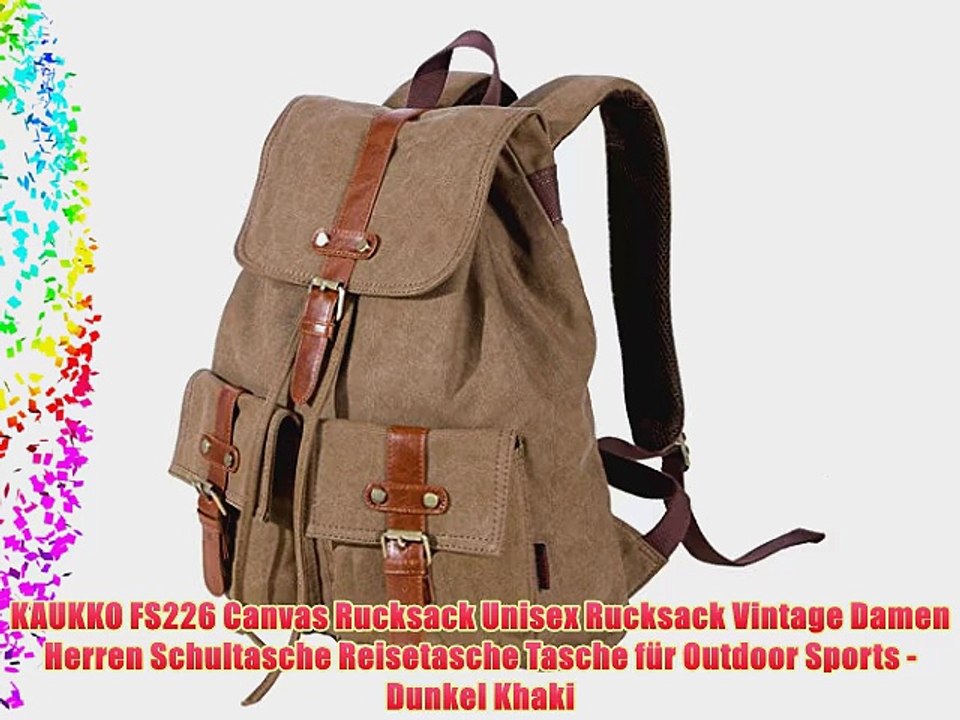 KAUKKO FS226 Canvas Rucksack Unisex Rucksack Vintage Damen Herren Schultasche Reisetasche Tasche
