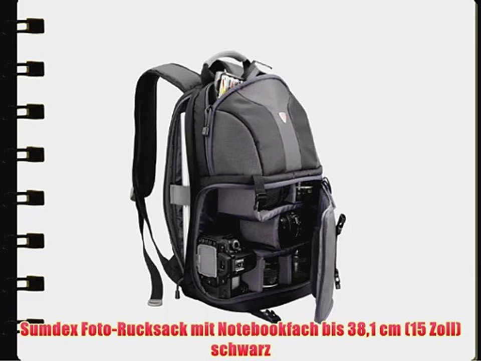 Sumdex Foto-Rucksack mit Notebookfach bis 381 cm (15 Zoll) schwarz