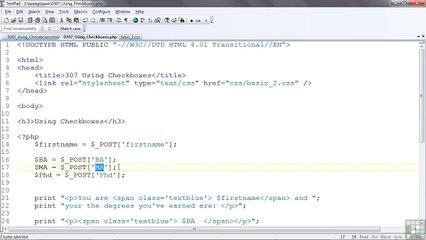 Web Design Using The CHECKBOX Tag