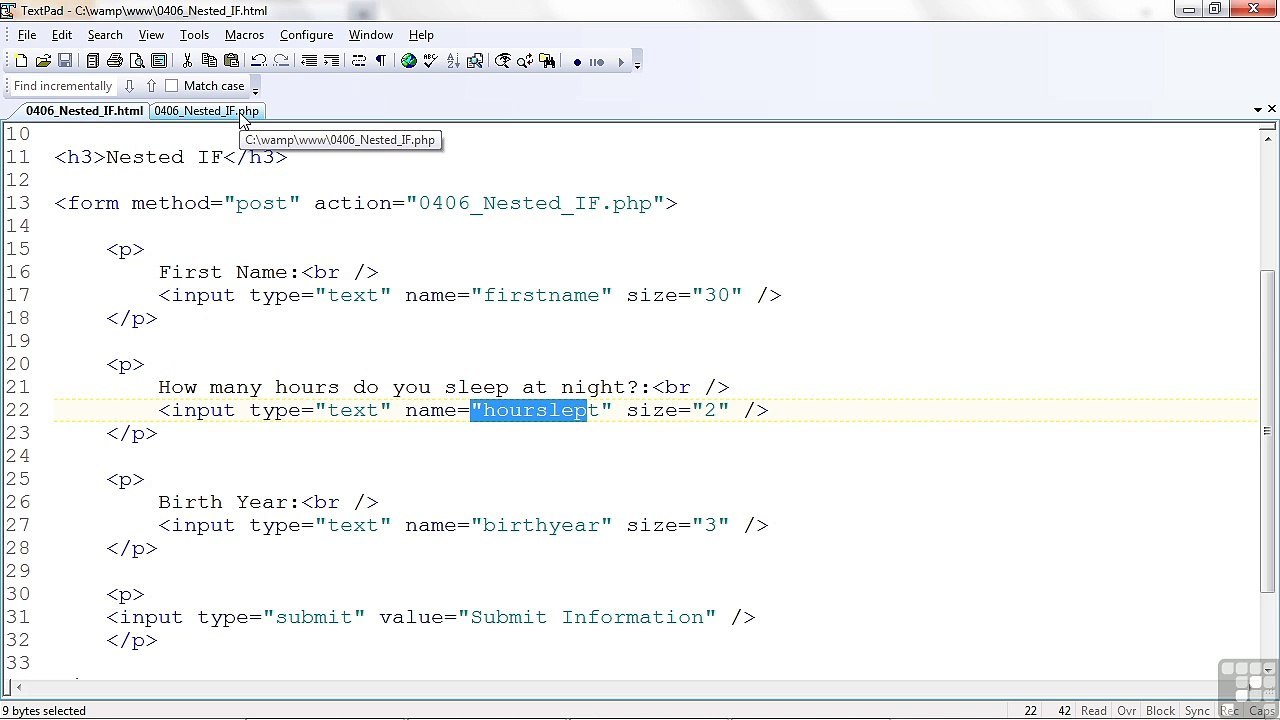 Web Design Nested IFs