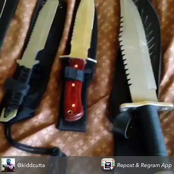 Machete Kidd shows guns, machetes & Crowbows