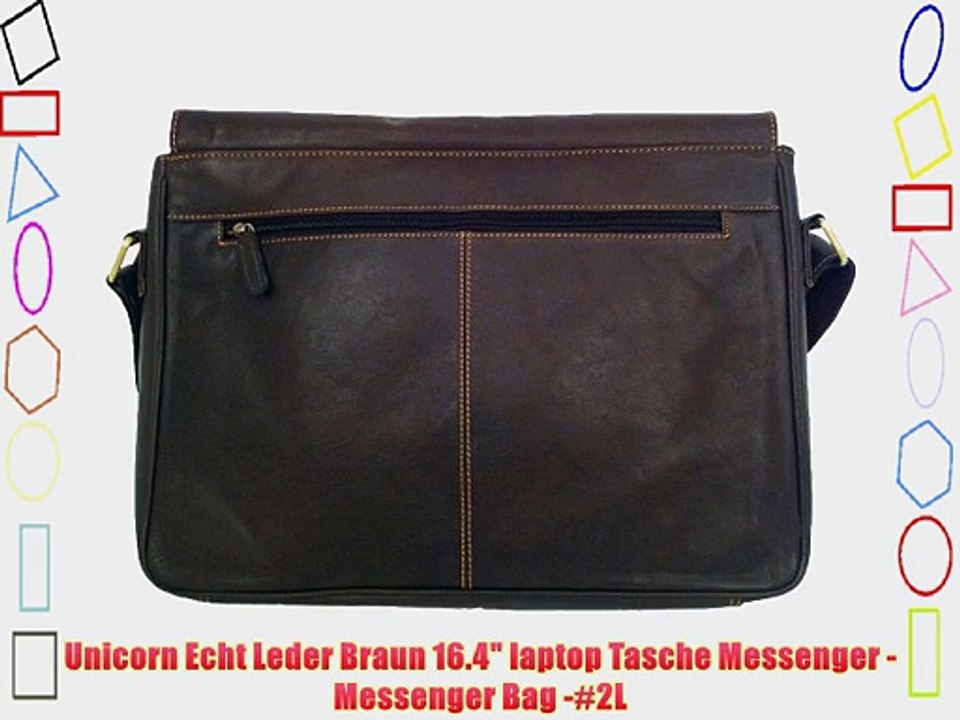 Unicorn Echt Leder Braun 16.4 laptop Tasche Messenger - Messenger Bag -#2L