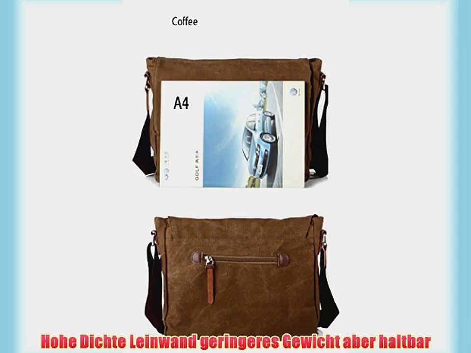 katia Baumwollsegeltuch-M?nner Tasche aus echtem Leder Messenger mit Laptopfach Aktentasche