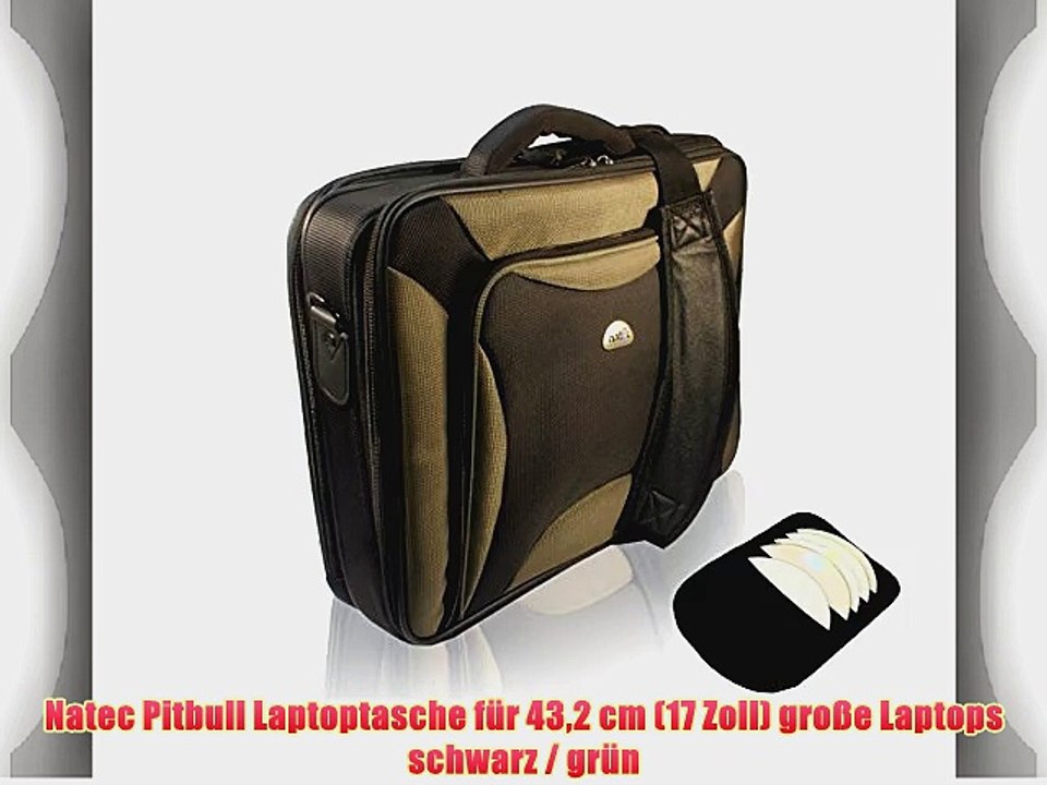Natec Pitbull Laptoptasche f?r 432?cm (17?Zoll) gro?e Laptops schwarz?/ gr?n