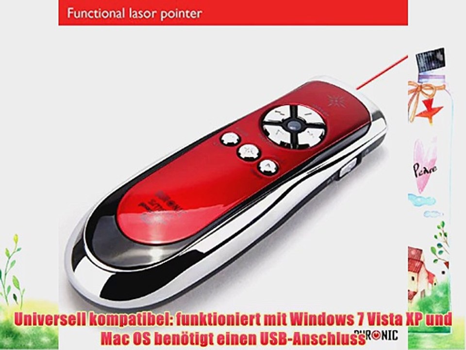 SP400/R Smart-Pointer (Rot/Chrom) 2.4Ghz RF drahtlose Pointer mit einer Mouse Funktion und
