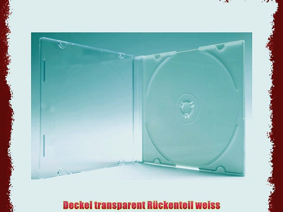 Tillmann Media CD-Leerh?llen Slimcase 5mm f?r 1 CD/DVD Sehr gute EU-Qualit?t Deckel transparent