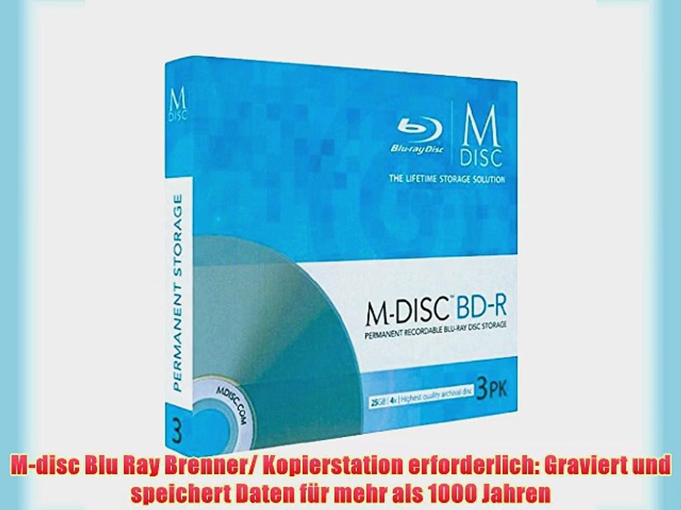 Millenniata MDBD003 M-DISC BD-R Rohlinge (4x Speed 25GB 3er Spindel)